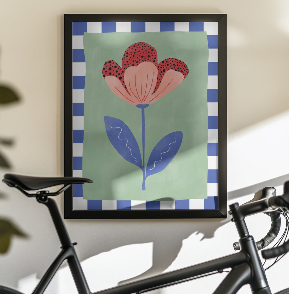 Stylized Flower With Red Petals And Black Dots - Poster / Art Print - interiör