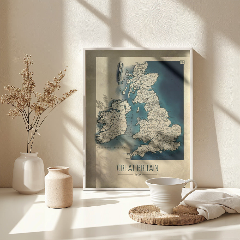 Storbritannien vintagekarta - Poster / Art Print - interiör