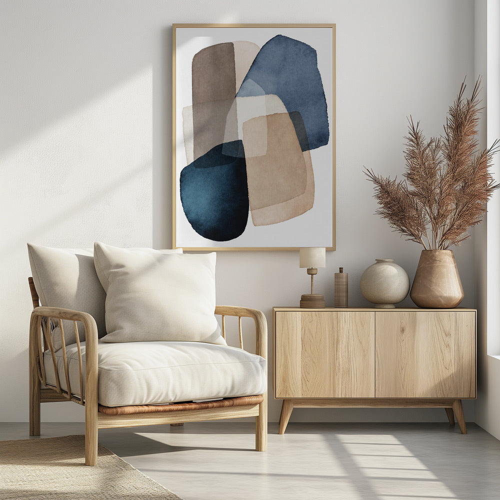 Blue Brown Blocks - Poster / Art Print - interiör