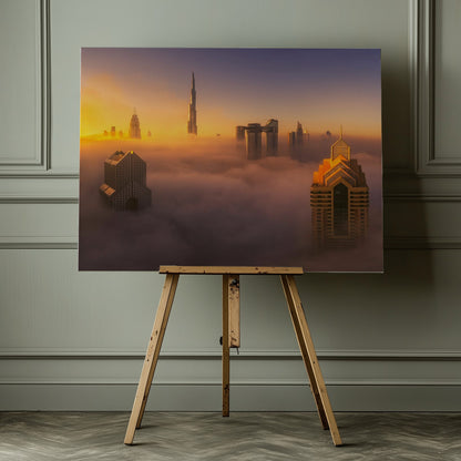 Dubai foggy sunrise in the city A738873 - Poster / Art Print - interiör