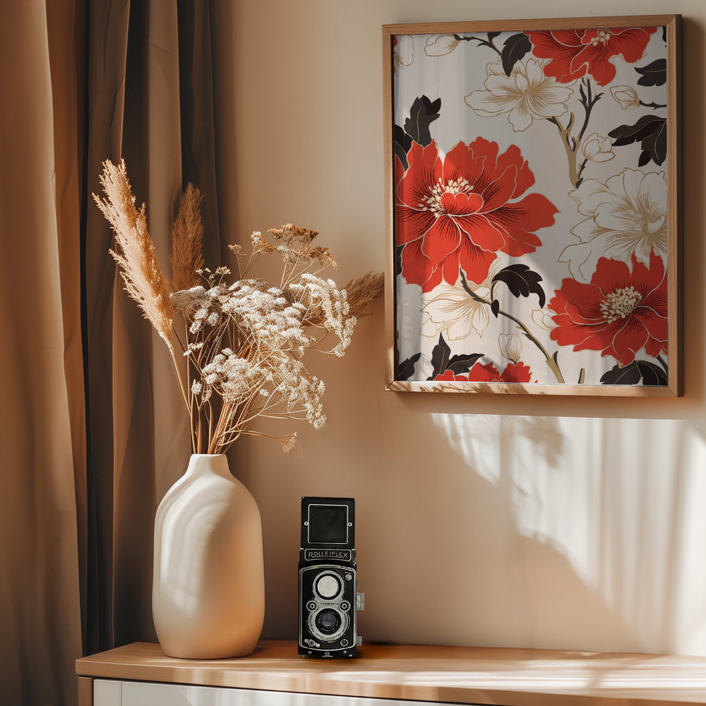 Red And White Flowers - Poster / Art Print - interiör
