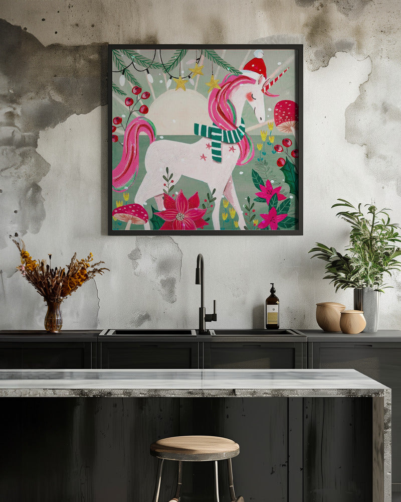 Christmas Unicorn - Poster / Art Print - interiör
