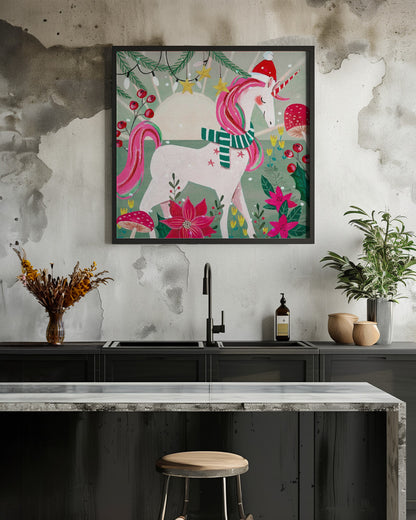 Christmas Unicorn - Poster / Art Print - interiör