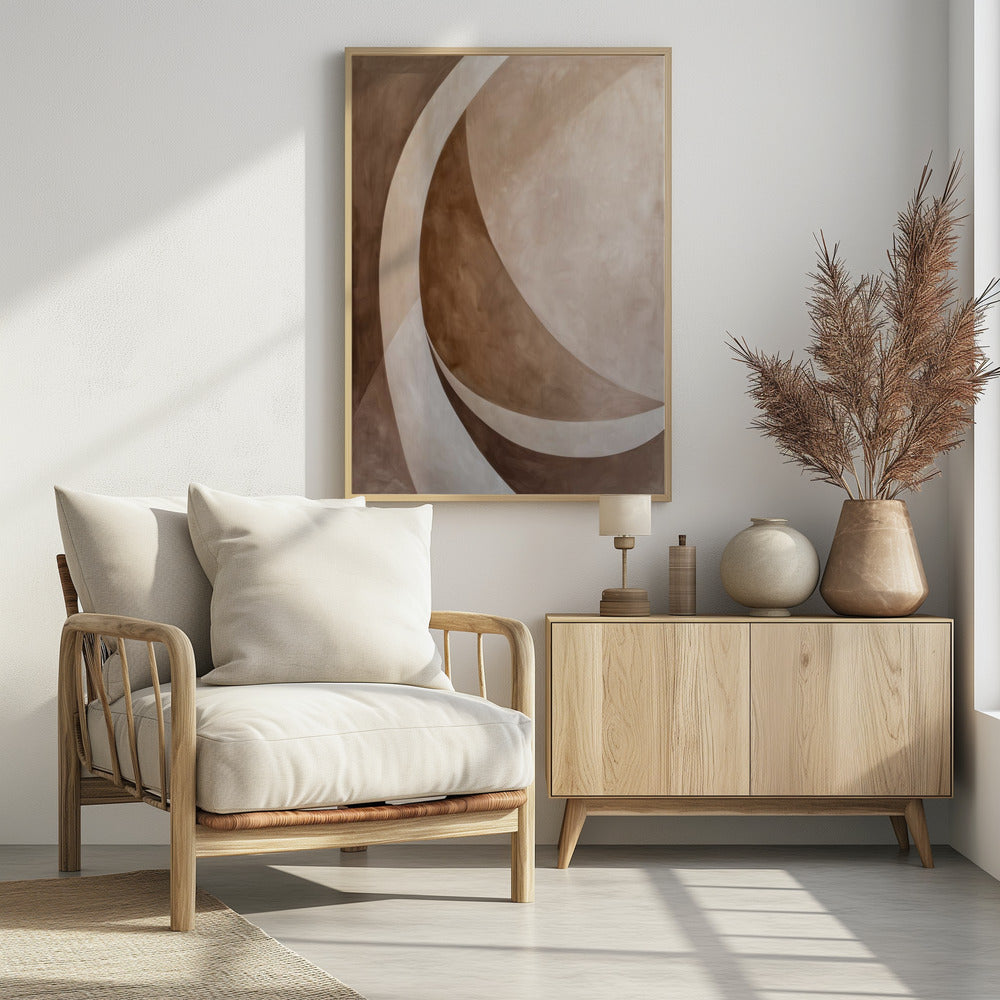 Abstract Art Beige Brown Geo Abstract - Poster / Art Print - interiör