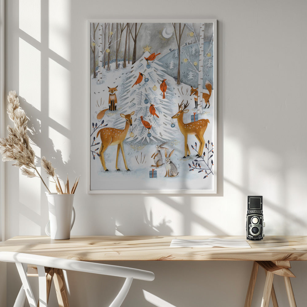 Christmas in the winter animal forest - Poster / Art Print - interiör