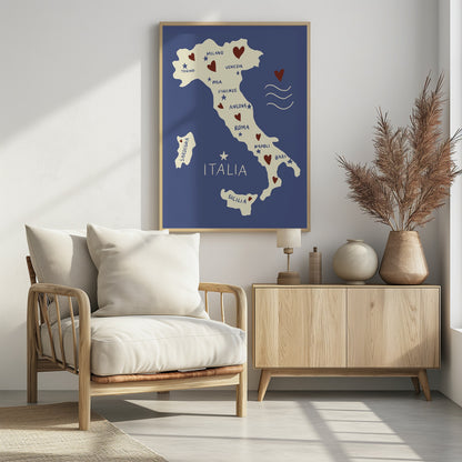 Italiy Map - Poster / Art Print - interiör