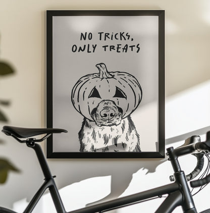 No Tricks Only Treats Pumpkin Dog - Poster / Art Print - interiör