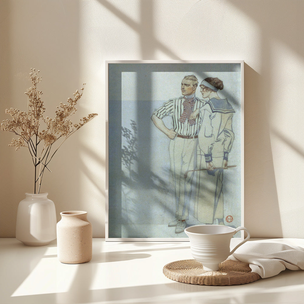 Man and Woman In Sport Clothes (1913) - Poster / Art Print - interiör
