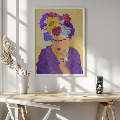 Frida and flowers - Poster / Art Print - interiör