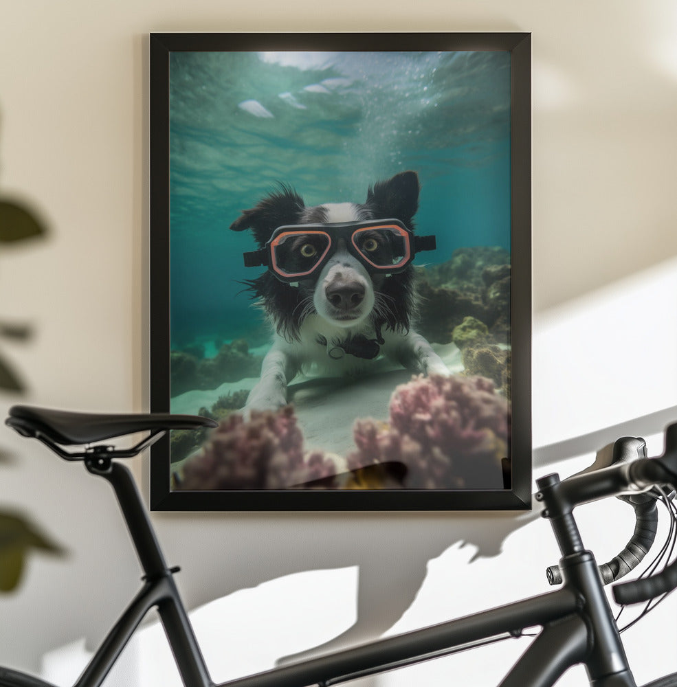 Border Collie Dive 3 - Poster / Art Print - interiör