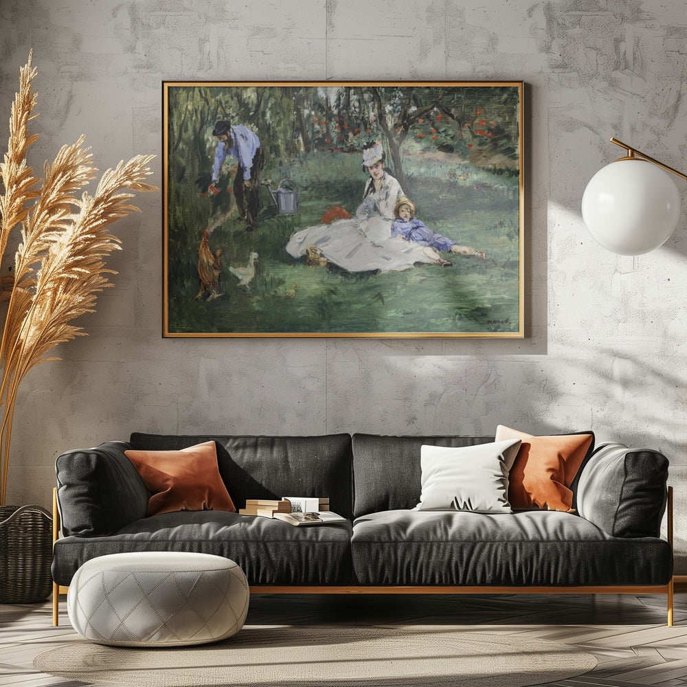 The Monet Family In Their Garden At Argenteuil (1874) - Poster / Art Print - interiör