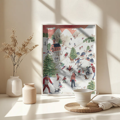 Mountain landscape with houses in the snow - Poster / Art Print - interiör
