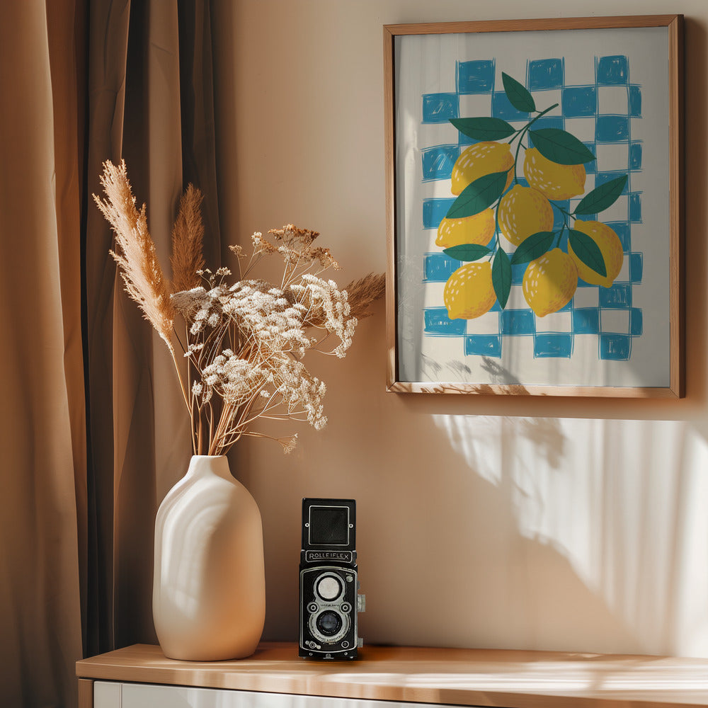 Lemon and Checks No 1 - Poster / Art Print - interiör