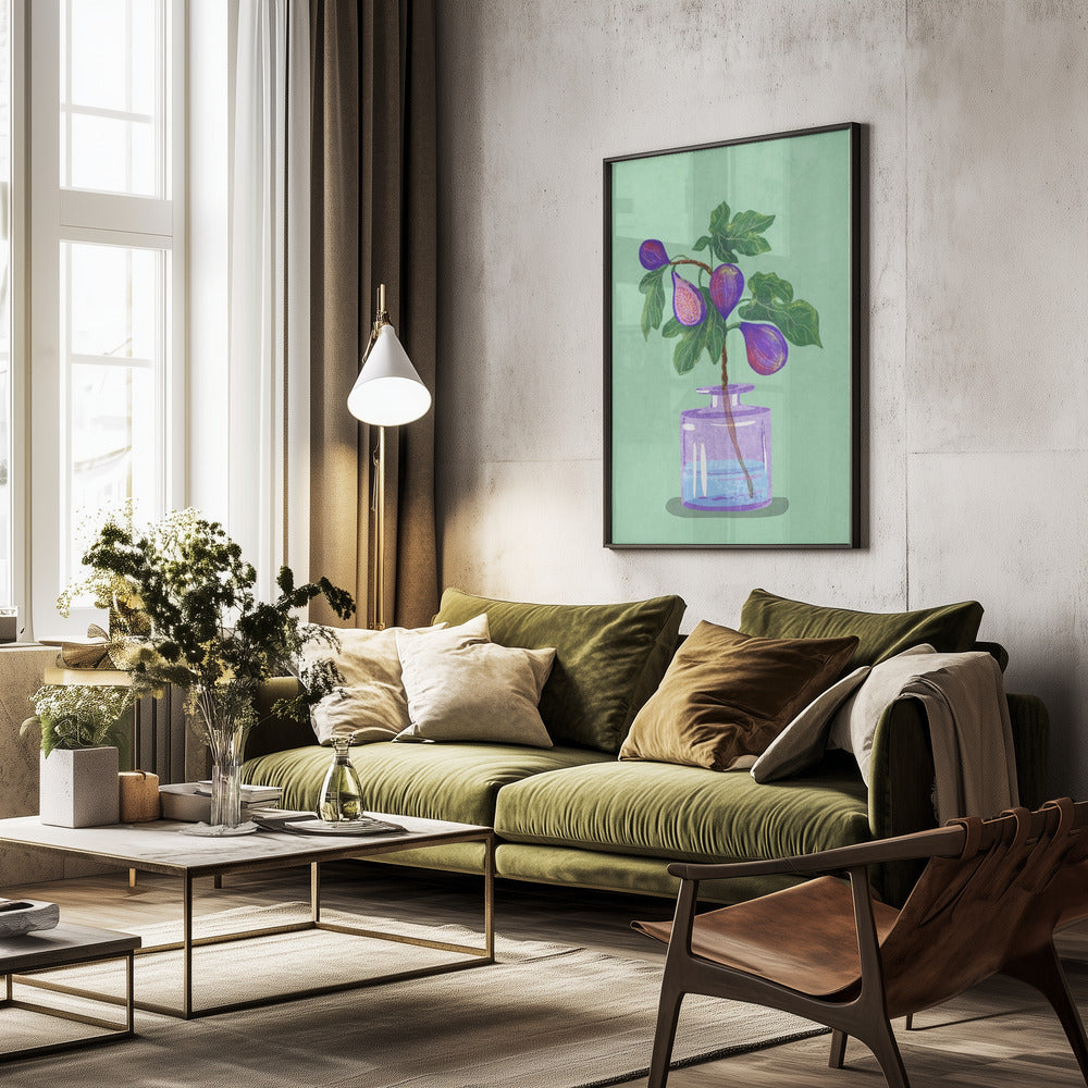 Figs Branch In Vase - Poster / Art Print - interiör