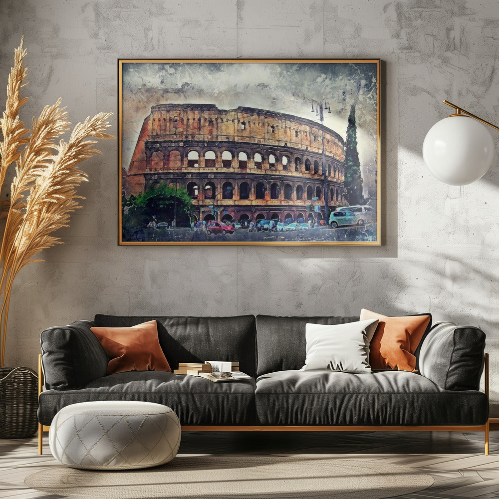 Rome Italy Colosseum Watercolor Art (2) - Poster / Art Print - interiör