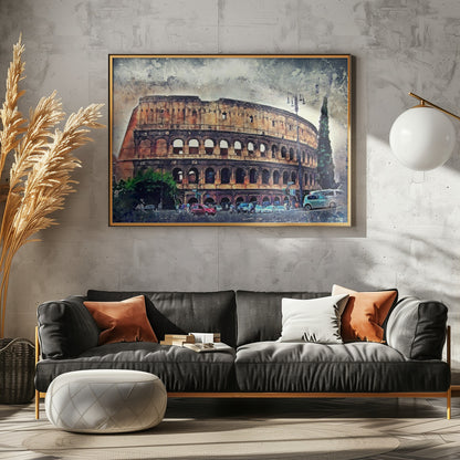 Rome Italy Colosseum Watercolor Art (2) - Poster / Art Print - interiör