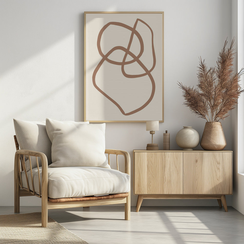 Abstract Lines Mocha 5 - Poster / Art Print - interiör