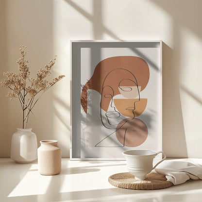 Abstract Clay Faces II - Poster / Art Print - interiör