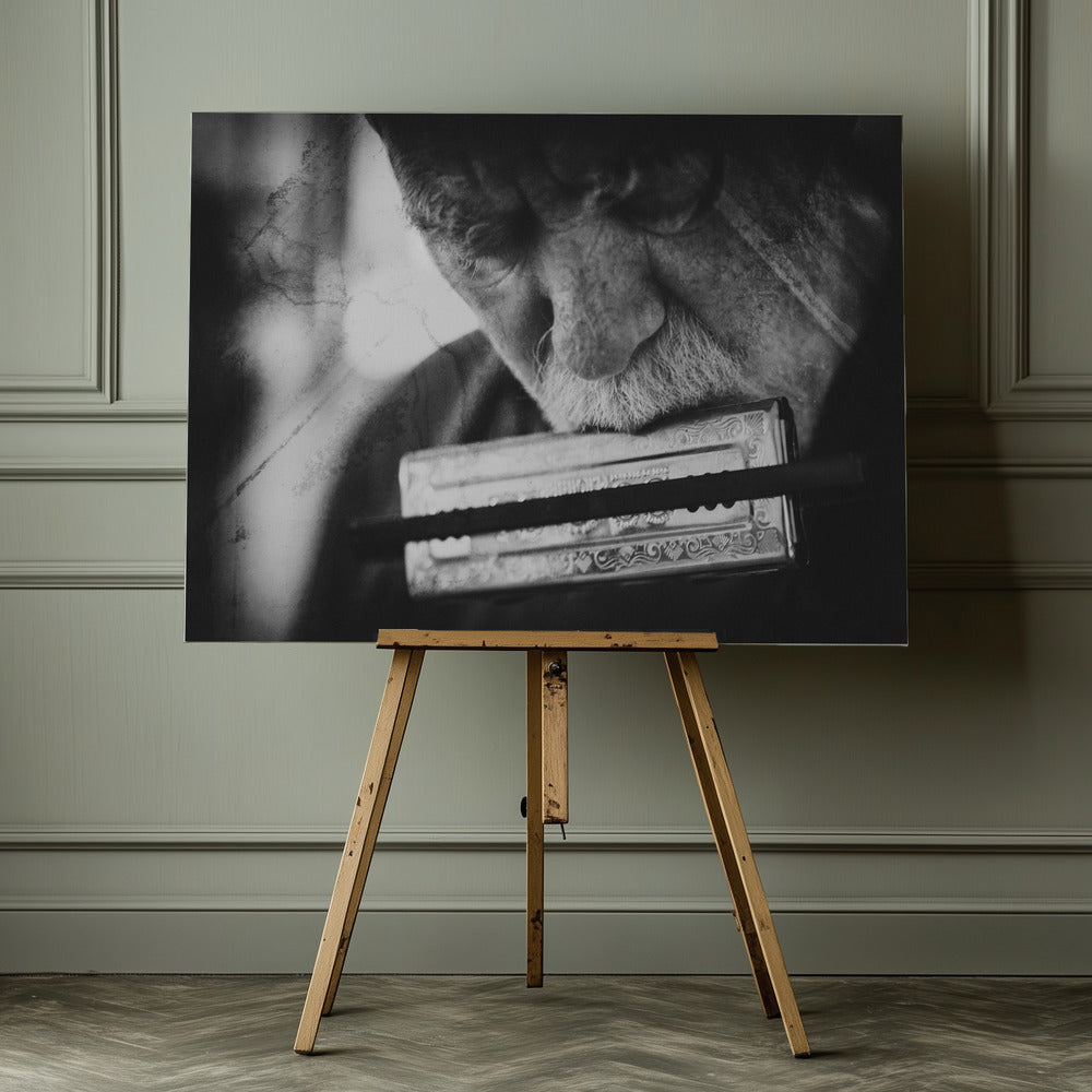 Wolf with harmonica - Poster / Art Print - interiör