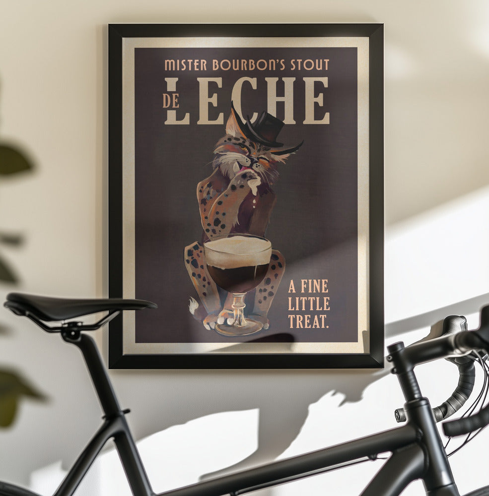 Bourbon De Leche Guinness Style Cat Art - Poster / Art Print - interiör