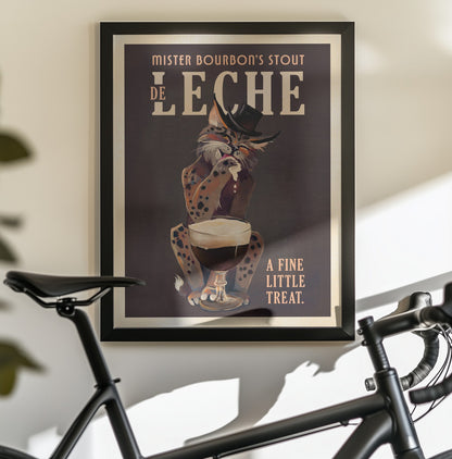Bourbon De Leche Guinness Style Cat Art - Poster / Art Print - interiör