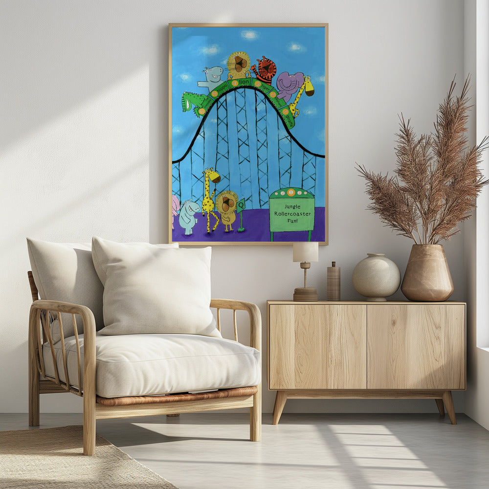 Jungle Animals Whizzing Down the Rollercoaster by Carla Daly - Poster / Art Print - interiör