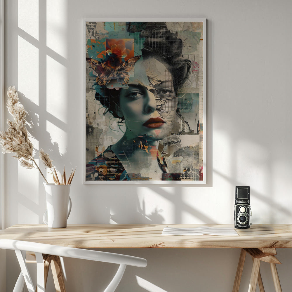 The Collage Girl No 3 - Poster / Art Print - interiör