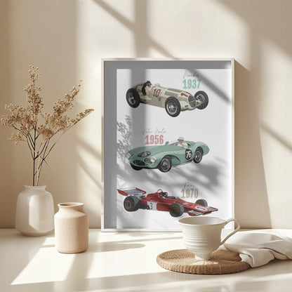 Vintage Racecars - Poster / Art Print - interiör