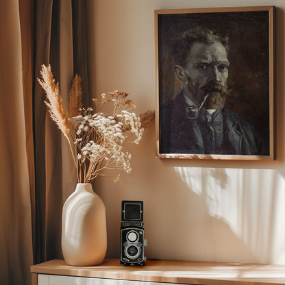 Vincent Van Gogh's Self Portrait With Pipe (1886) - Poster / Art Print - interiör
