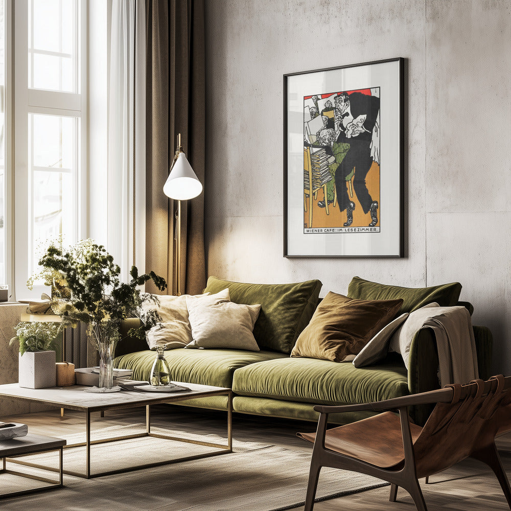 Vienesse Café  In the Reading Room - Poster / Art Print - interiör
