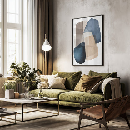 Blue Brown Blocks - Poster / Art Print - interiör
