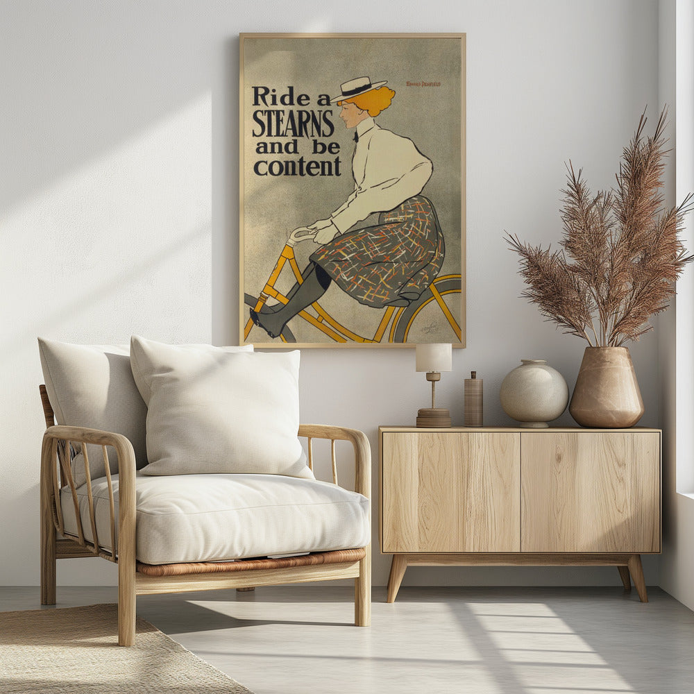 Ride a Stearns and Be Content (1896) - Poster / Art Print - interiör