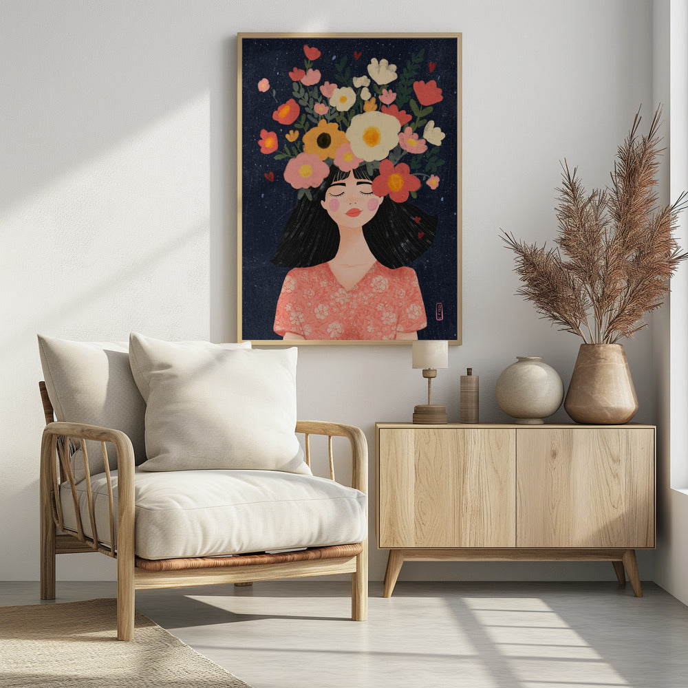 Midnight Flowers and Thoughts - Poster / Art Print - interiör