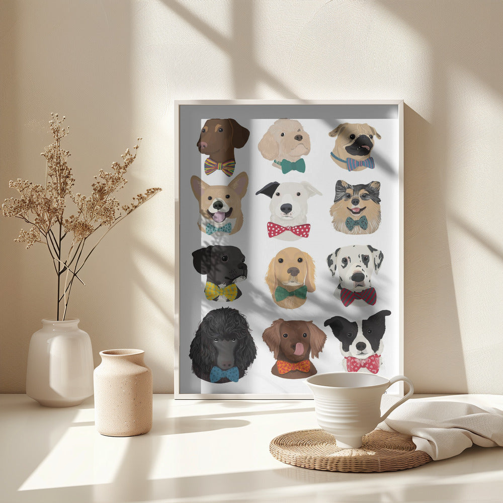 Dog In Bow - Poster / Art Print - interiör