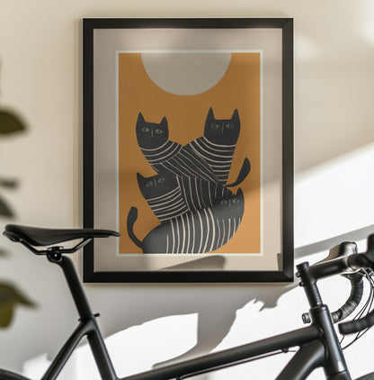 Abstract Black Cats - Poster / Art Print - interiör