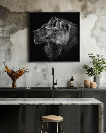 Lion and  lioness portrait - Poster / Art Print - interiör