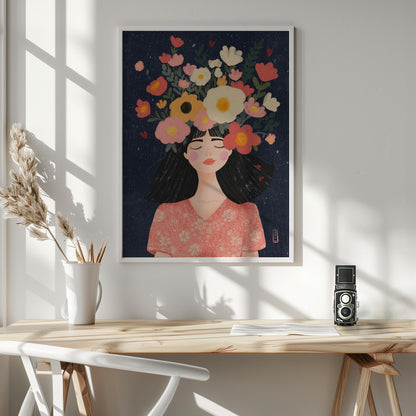 Midnight Flowers and Thoughts - Poster / Art Print - interiör