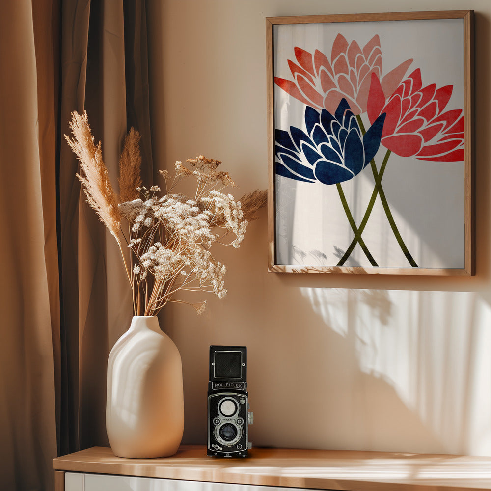 Three Dancing Blossoms - Poster / Art Print - interiör