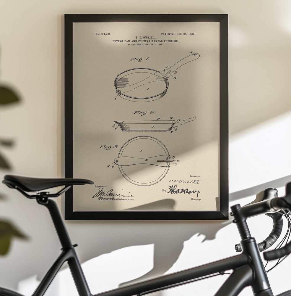 Frying Pan Patent 1907 - Poster / Art Print - interiör
