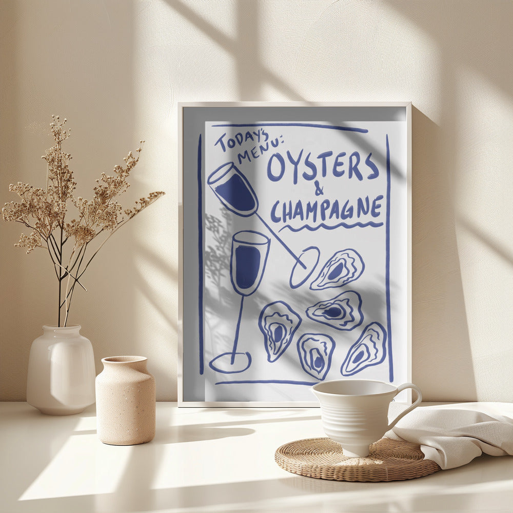 Oysters & Champagne - Poster / Art Print - interiör