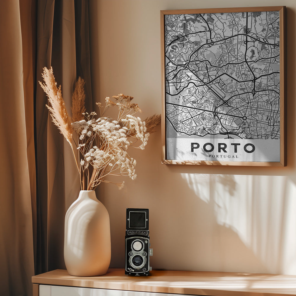 Porto City White - Poster / Art Print - interiör