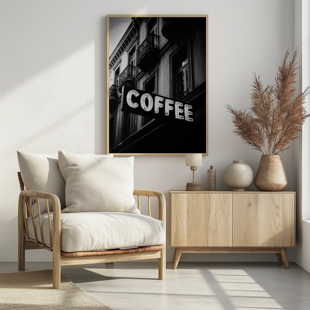 Vintage Coffee Sign No 2 - Poster / Art Print - interiör