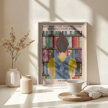 Book Girl (brunette) - Poster / Art Print - interiör