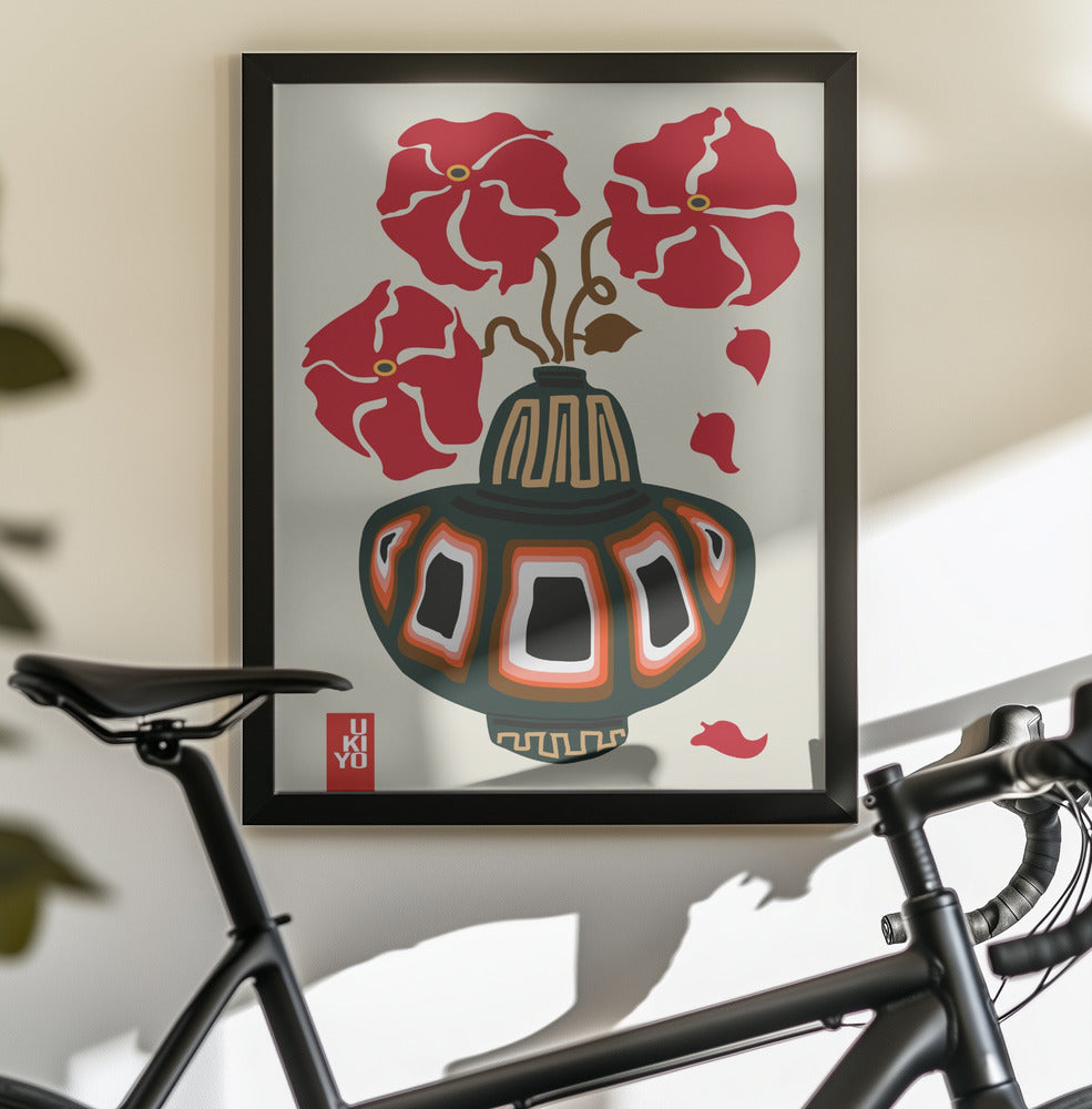 Ukiyo Vase Flower Greige - Poster / Art Print - interiör