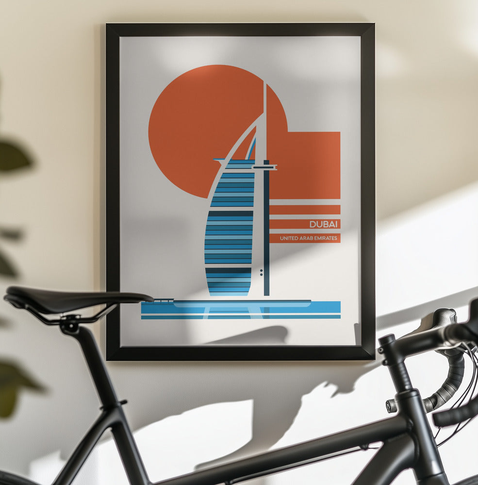 Dubai Burj Al Arab Minimalist Retro Travel Print - Poster / Art Print - interiör