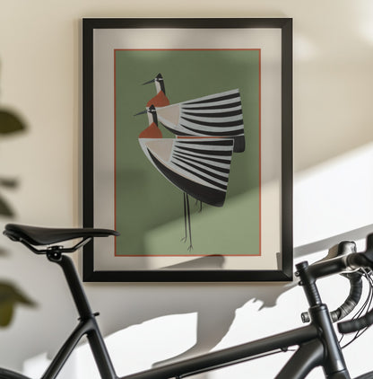 Striped Bird Pair - Poster / Art Print - interiör