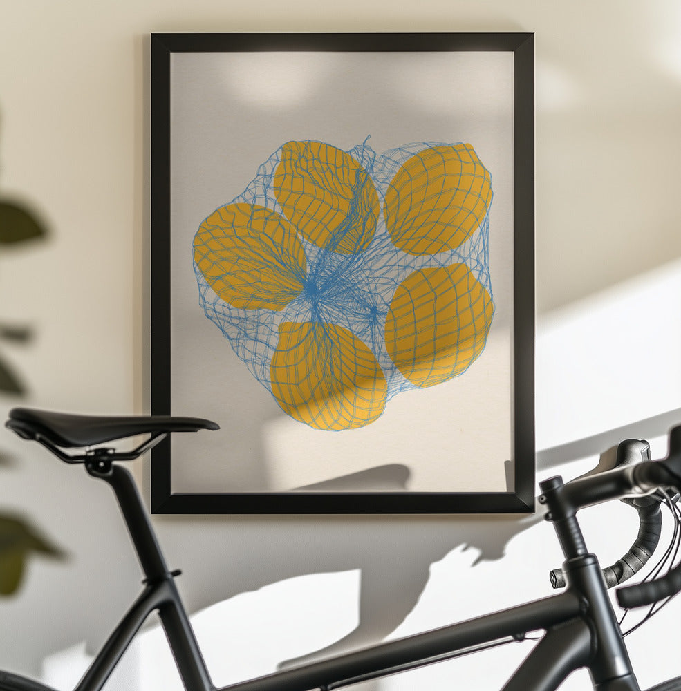 Five Lemons In a Net Bag - Poster / Art Print - interiör