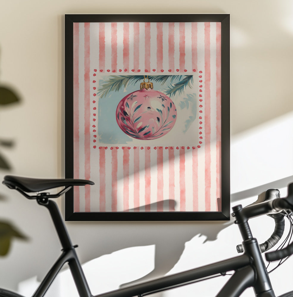 Pink Christmas Bauble - Poster / Art Print - interiör