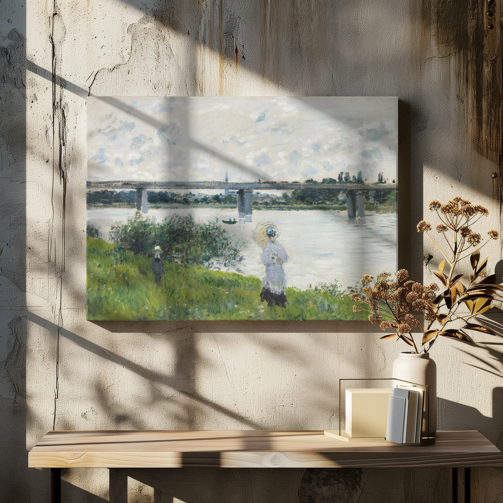 Claude Monet's the Promenade With the Railroad Bridge, Argenteuil (1874) - Poster / Art Print - interiör