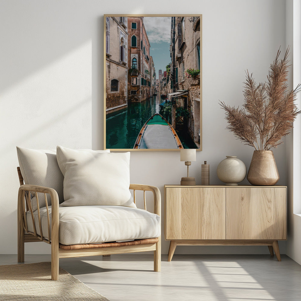 Boat on the river - Poster / Art Print - interiör